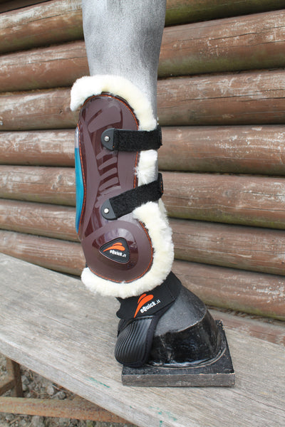 eQuick EShock Faux Fur Overreach Tendon Boots with Velcro